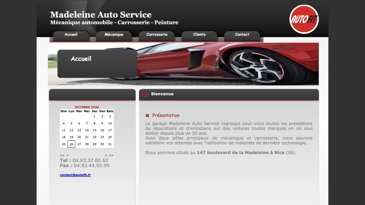 Capture du site de Madeleine Auto Service