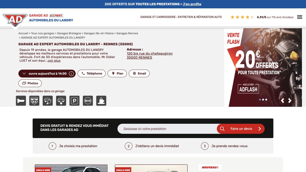 Capture du site de Automobiles du Landry