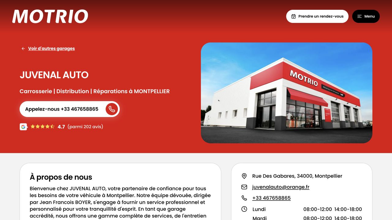 Capture du site de Juvenal Auto