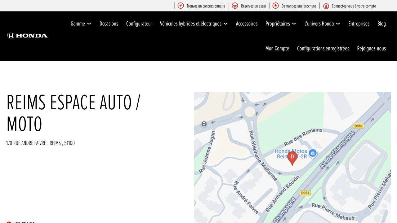 Capture du site de Reims Espace Auto (Honda)
