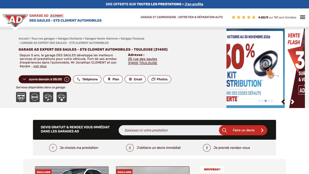 Capture du site de Garage des Saules — Établissements Clément Automobiles
