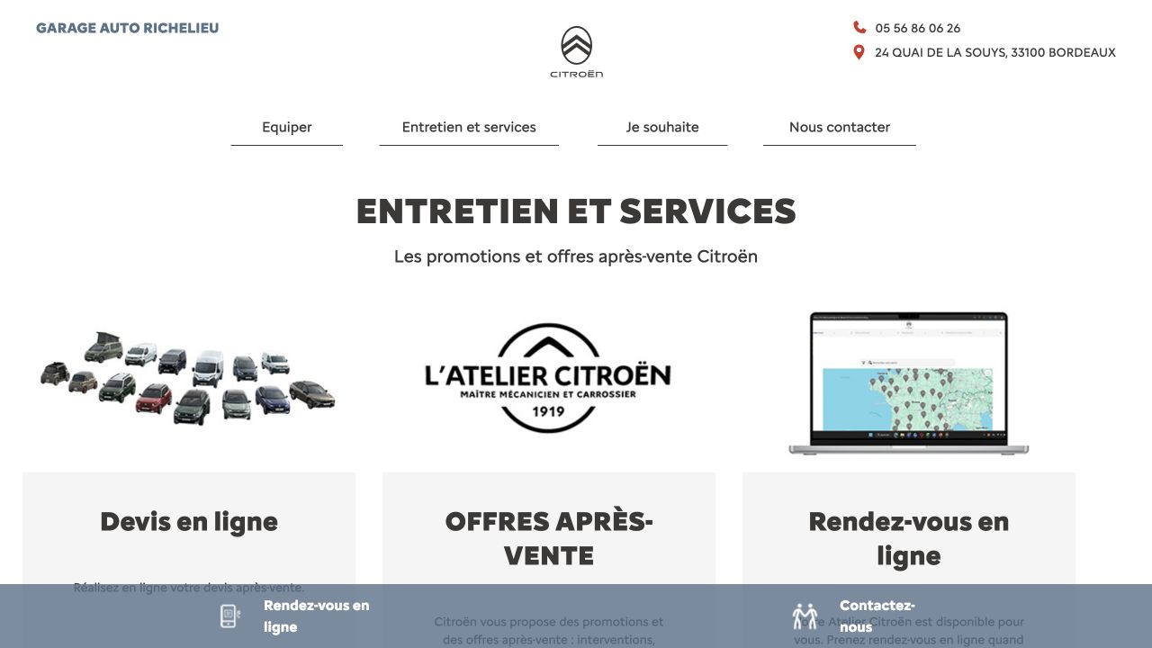 Capture du site de Garage Auto Richelieu