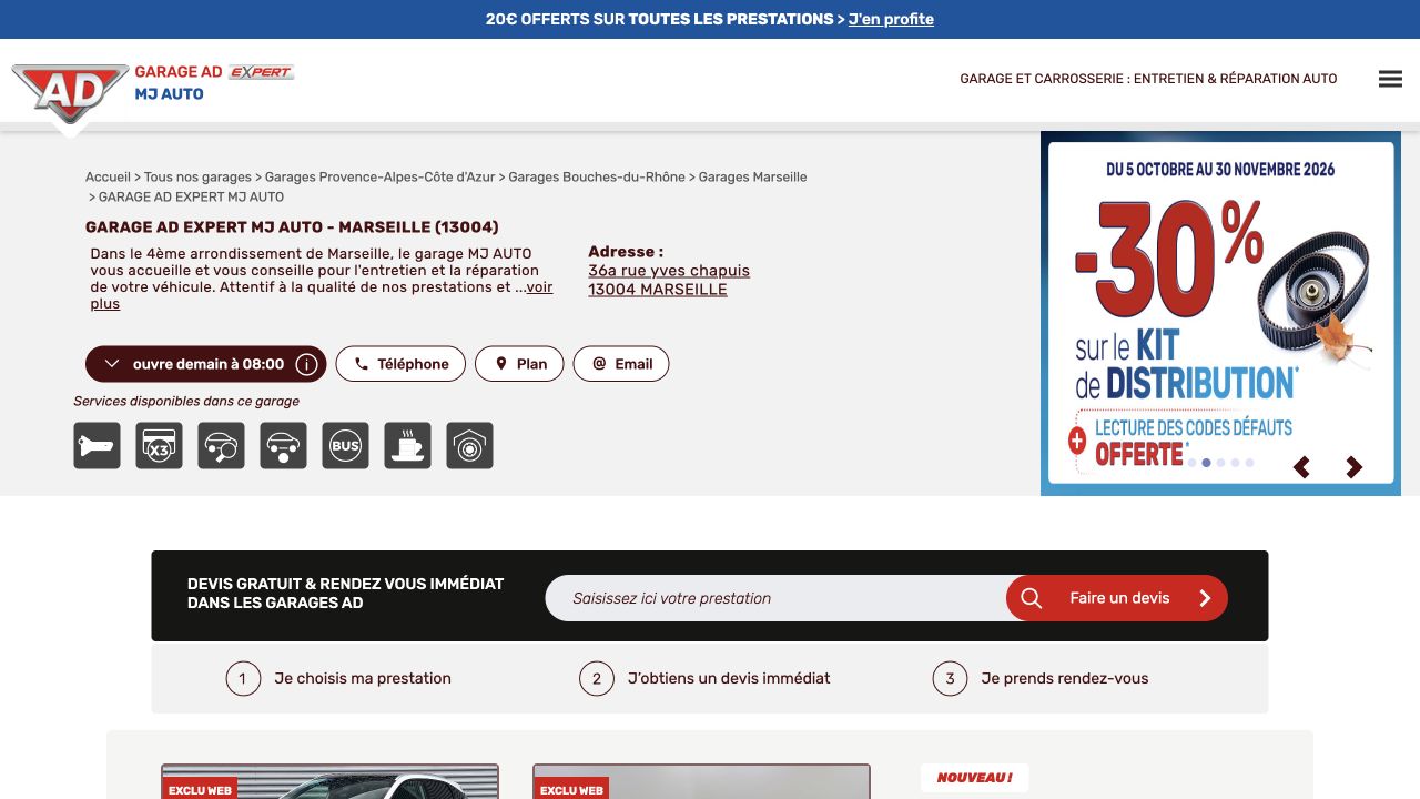 Capture du site de MJ Auto