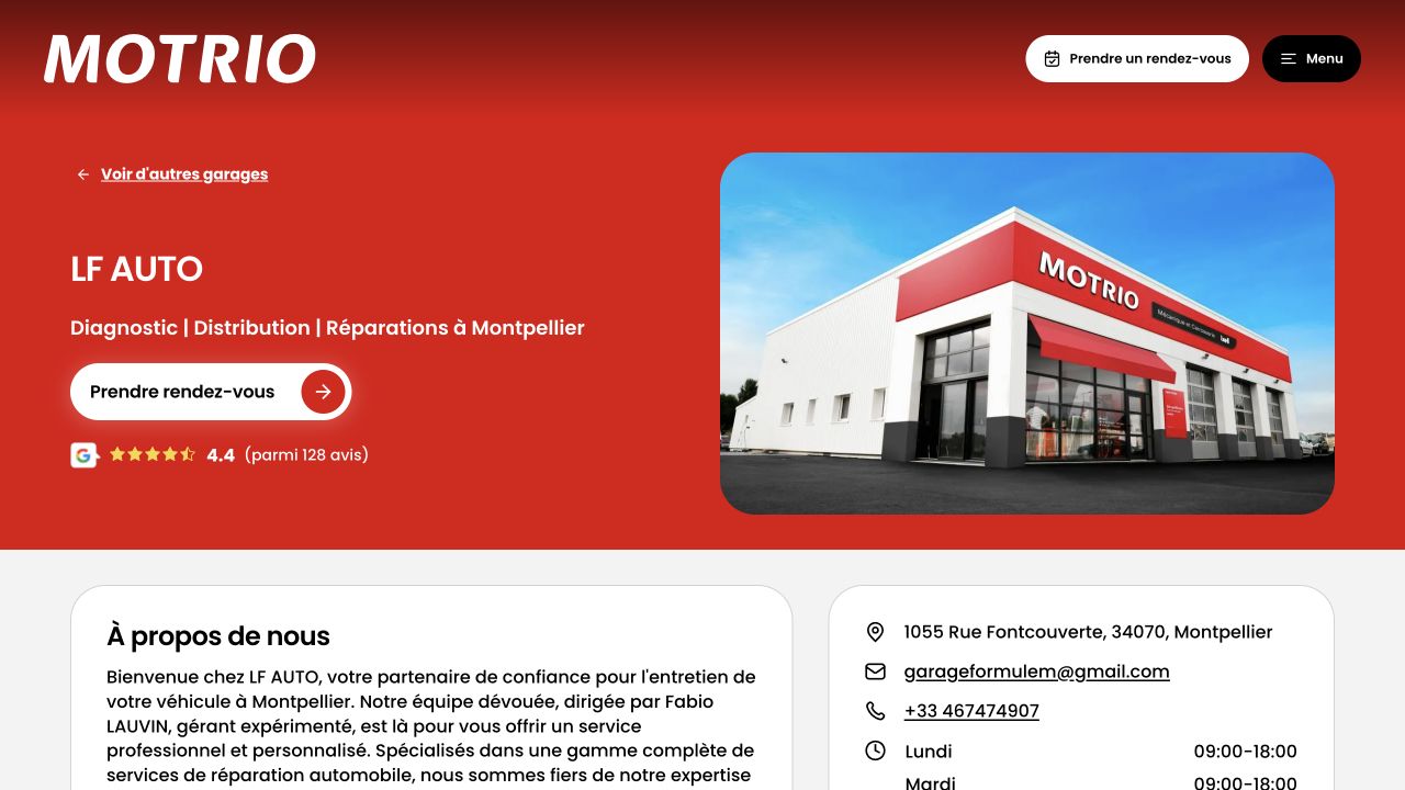 Capture du site de LF Auto