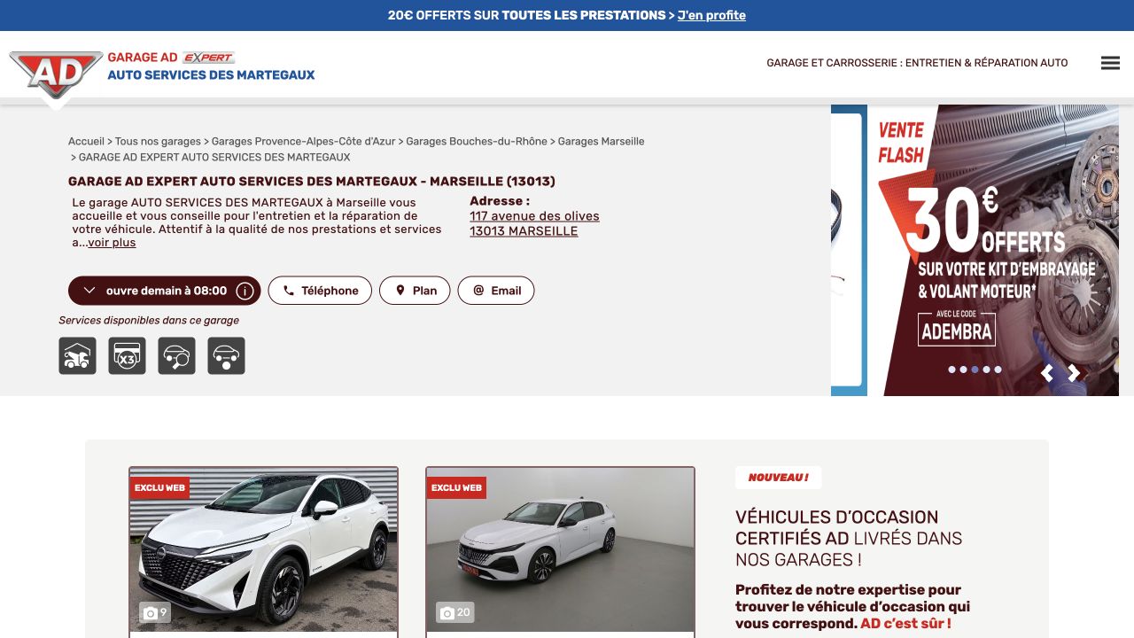 Capture du site de Auto Services des Martegaux