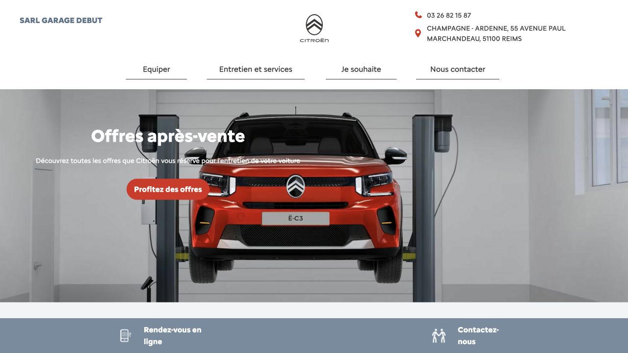 Capture du site de Garage Début