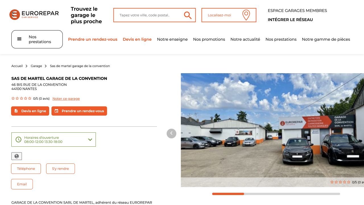 Capture du site de Garage de la Convention — De Martel