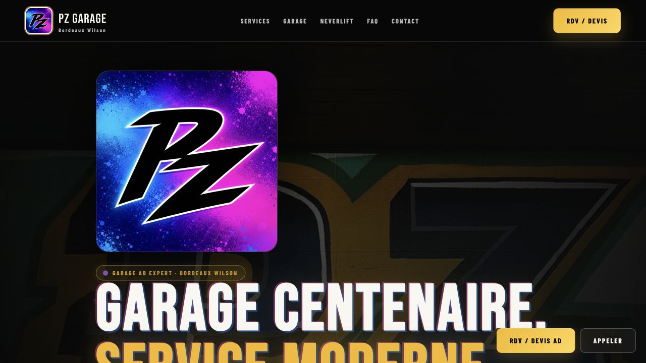 Capture du site de PZ Garage Bordeaux Wilson