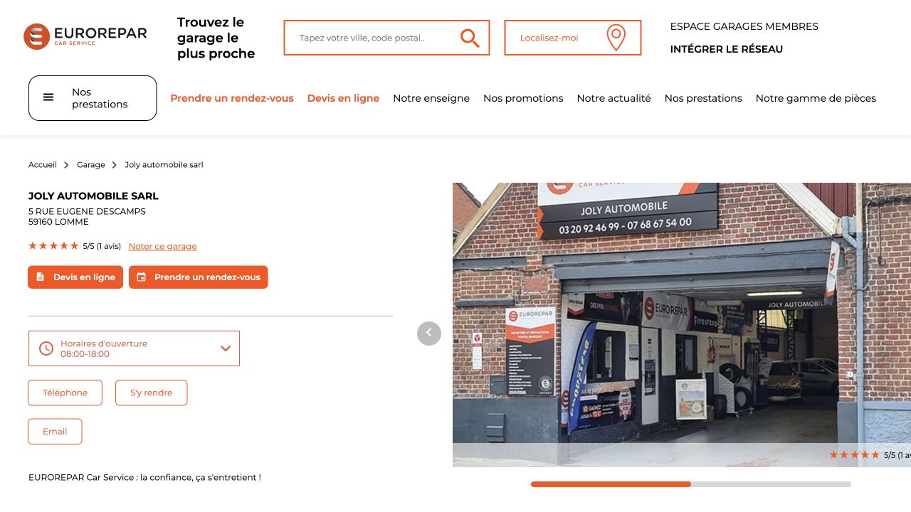 Capture du site de Joly Automobile