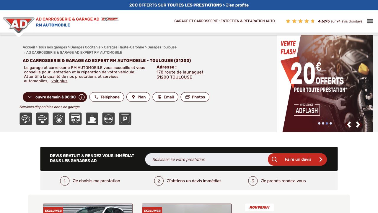 Capture du site de RM Automobile