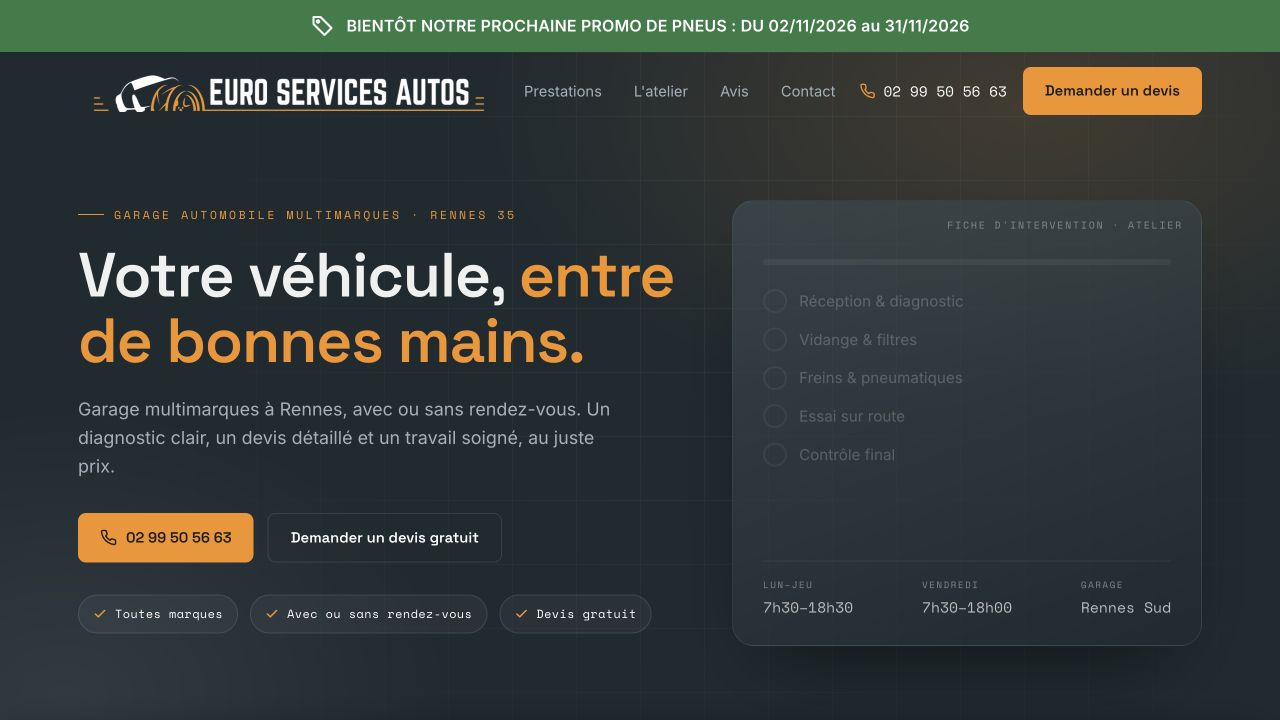 Capture du site de Euro Services Autos