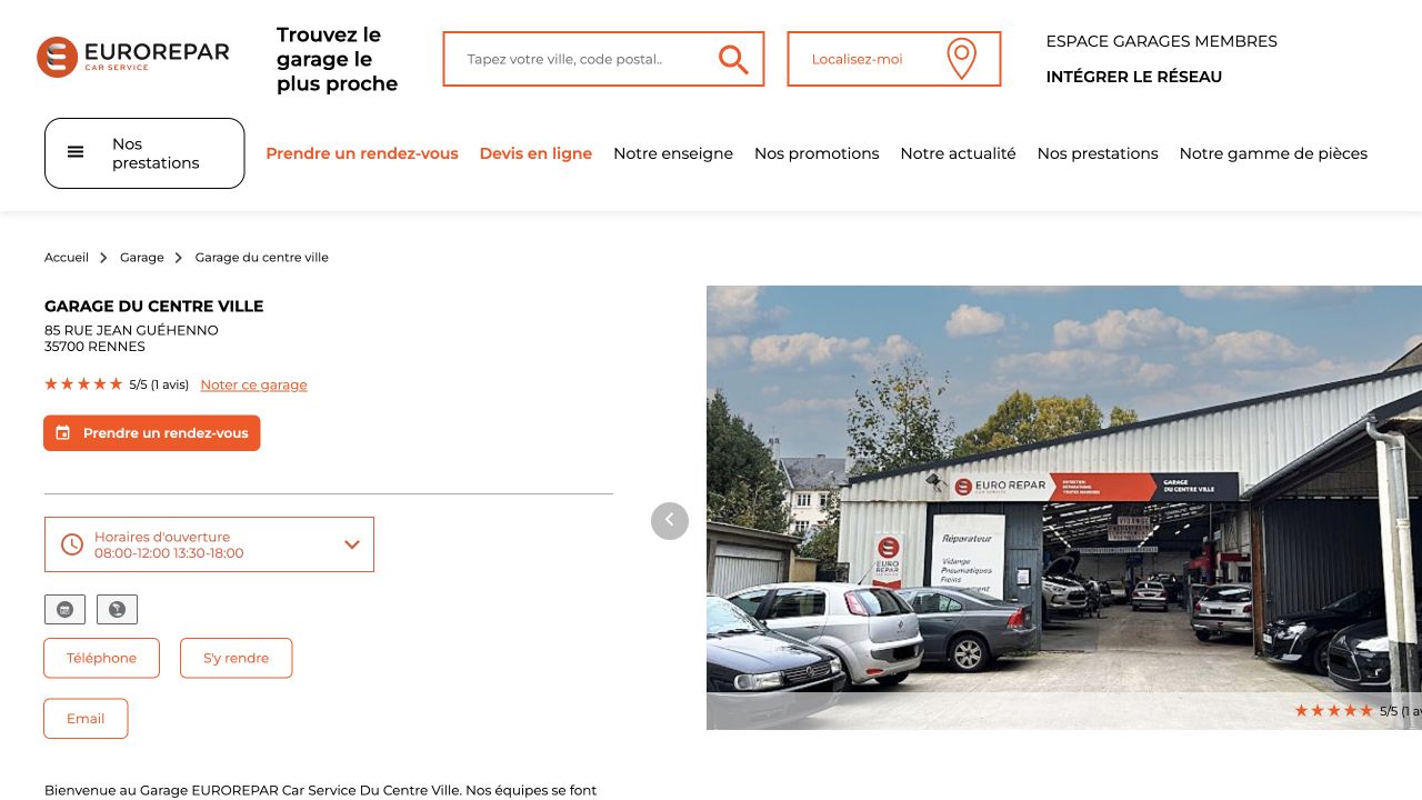 Capture du site de Garage du Centre Ville