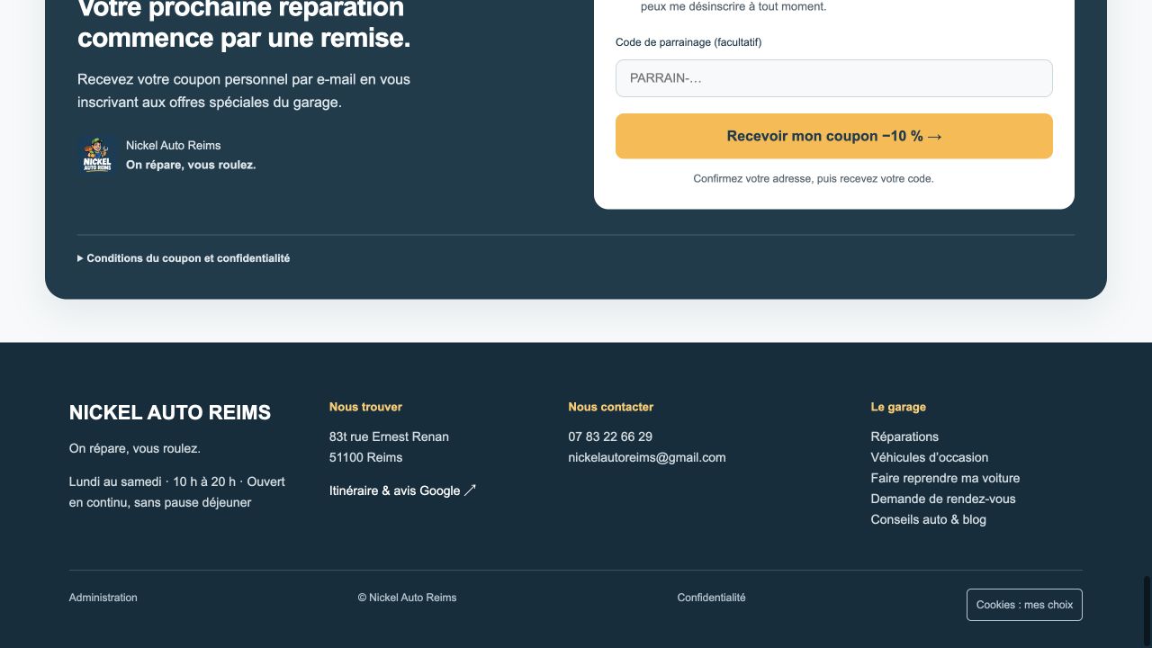 Capture du site de Nickel Auto Reims
