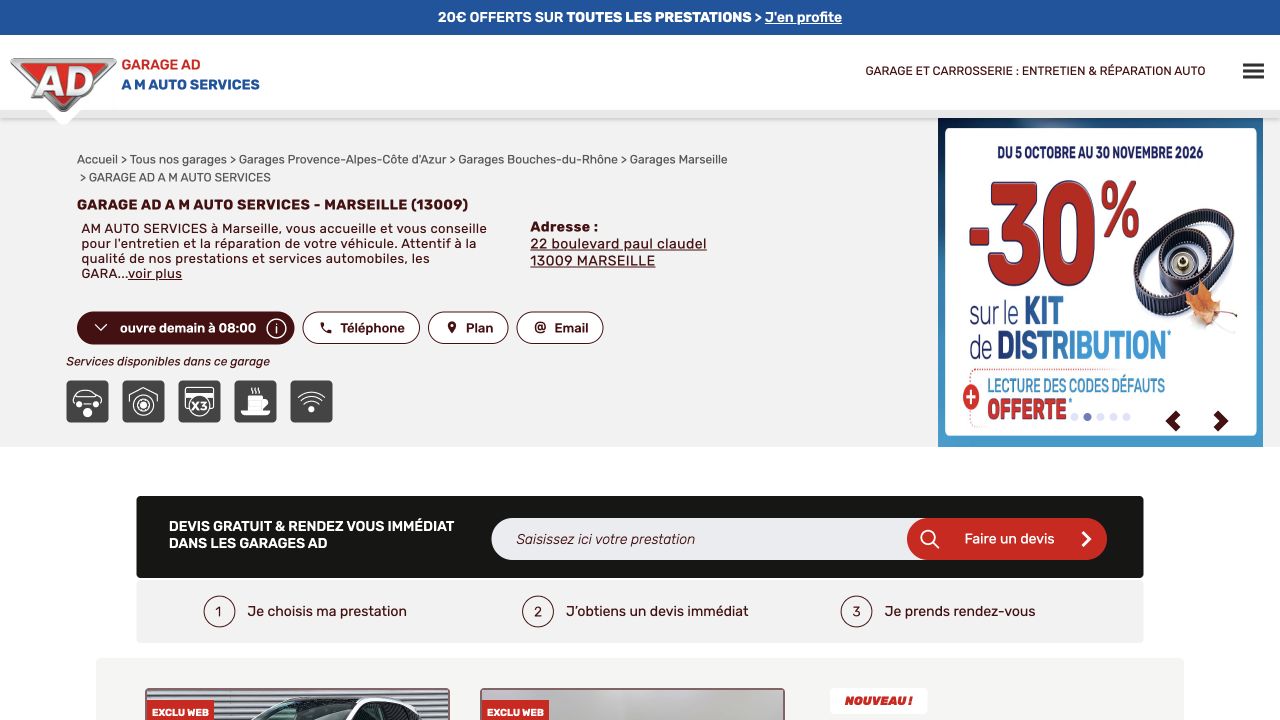 Capture du site de A M Auto Services